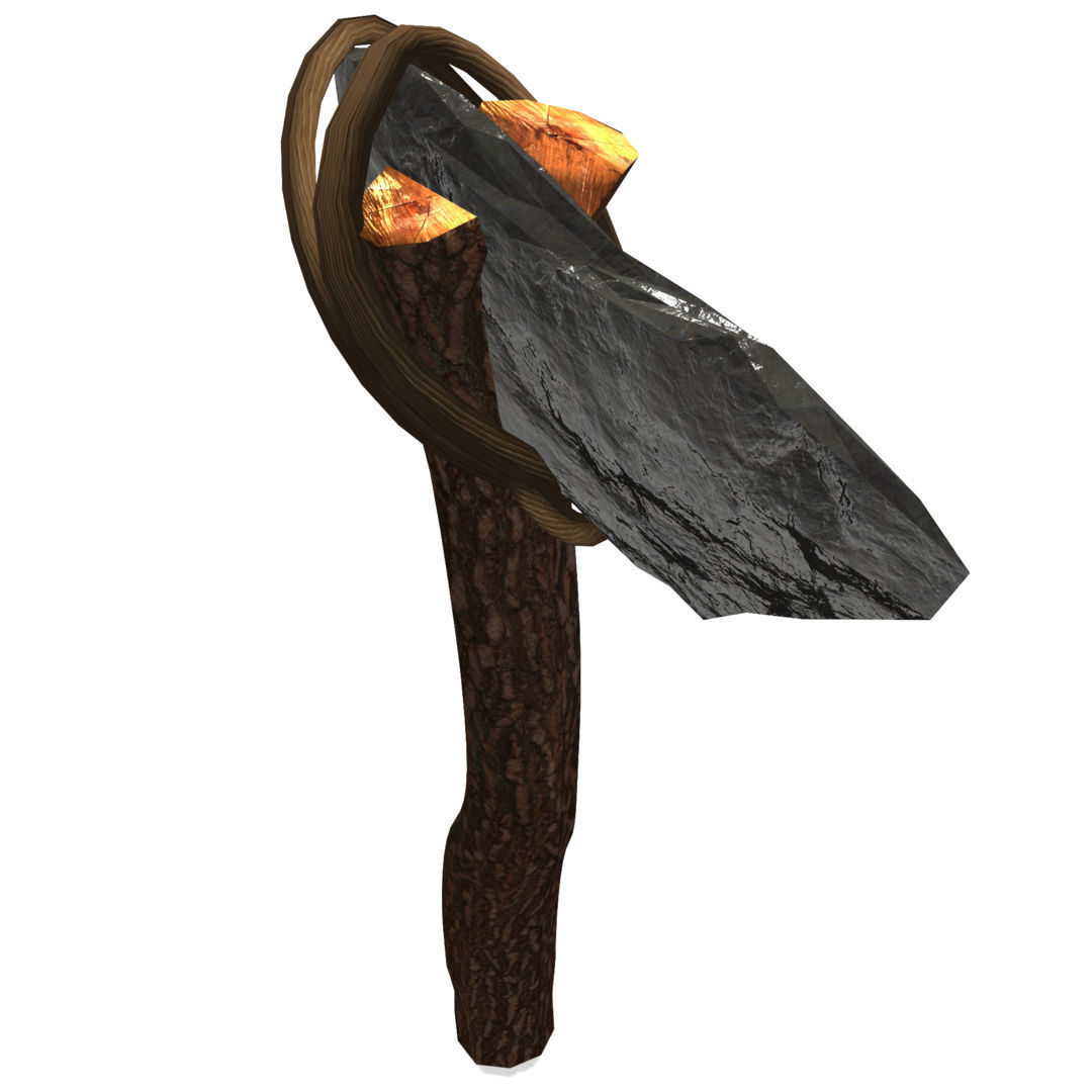Low Poly Primal Prehistoric Old Stone Axe for Survival Games Low-poly 3D model_27