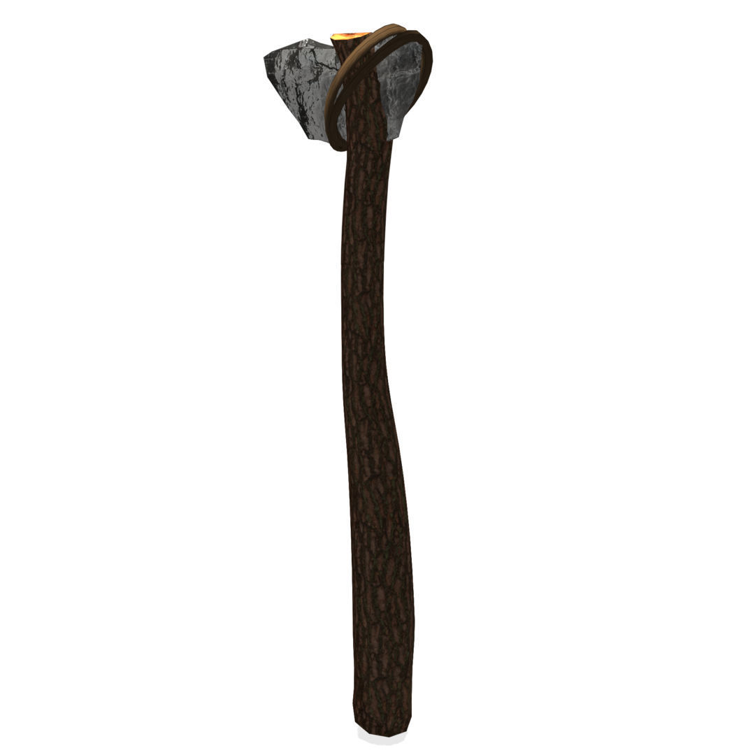 Low Poly Primal Prehistoric Old Stone Axe for Survival Games Low-poly 3D model_5