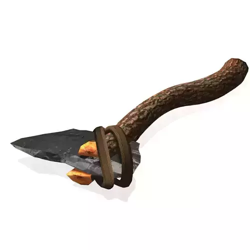 Low Poly Primal Prehistoric Old Stone Axe for Survival Games Low-poly 3D model