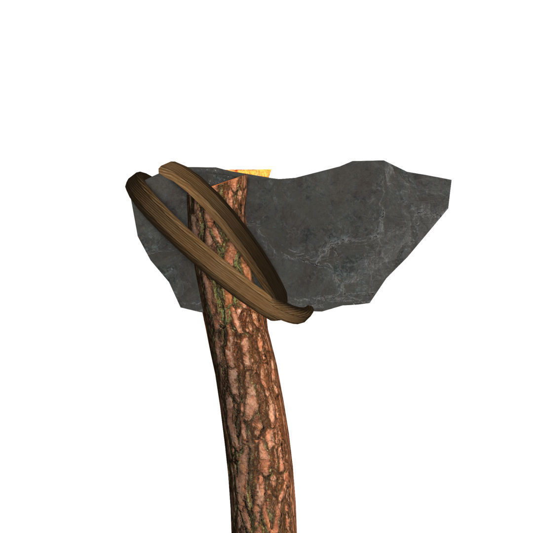 Low Poly Primal Prehistoric Old Stone Axe for Survival Games Low-poly 3D model_25