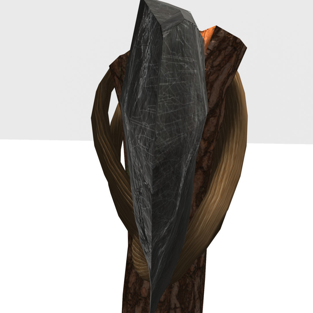 Low Poly Primal Prehistoric Old Stone Axe for Survival Games Low-poly 3D model_11