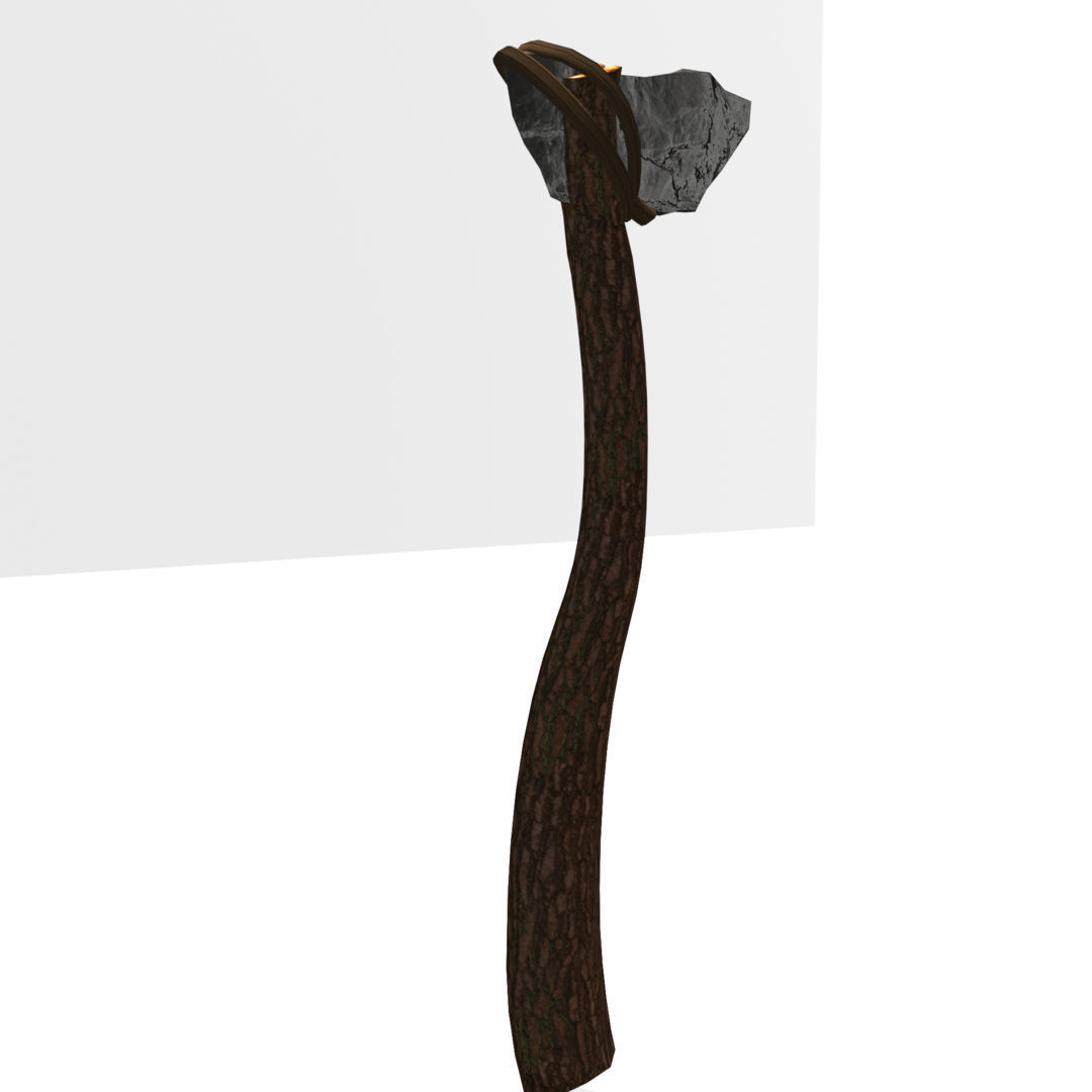 Low Poly Primal Prehistoric Old Stone Axe for Survival Games Low-poly 3D model_6