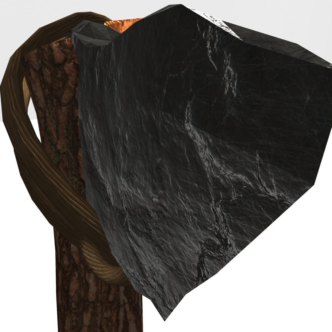 Low Poly Primal Prehistoric Old Stone Axe for Survival Games Low-poly 3D model_13