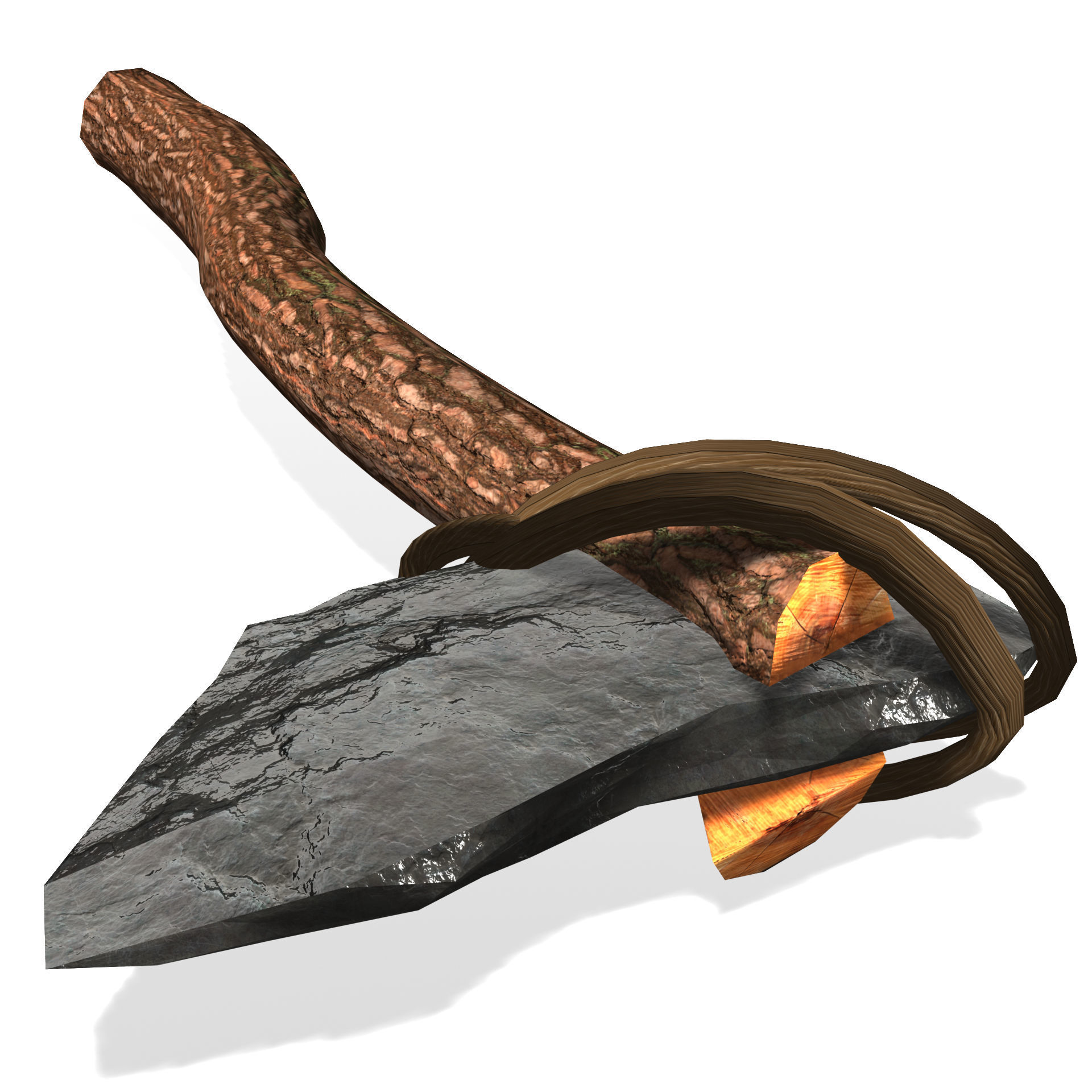 Low Poly Primal Prehistoric Old Stone Axe for Survival Games Low-poly 3D model_1