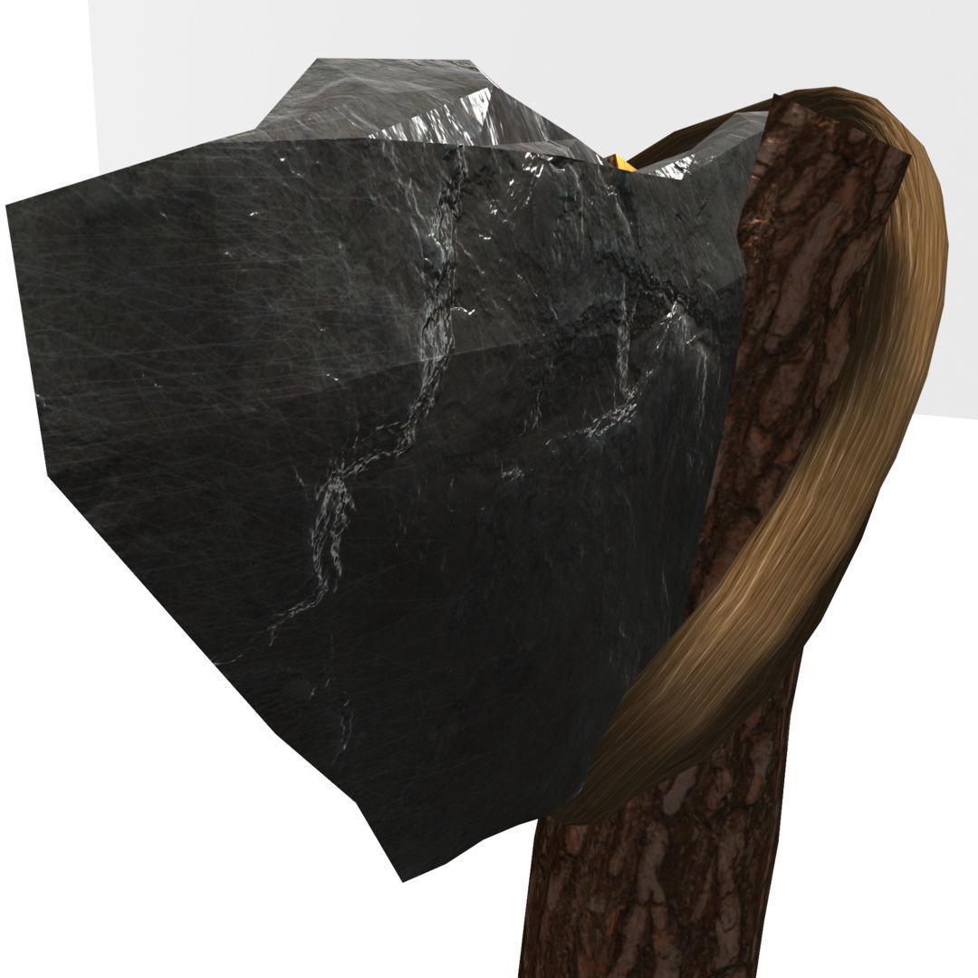 Low Poly Primal Prehistoric Old Stone Axe for Survival Games Low-poly 3D model_14