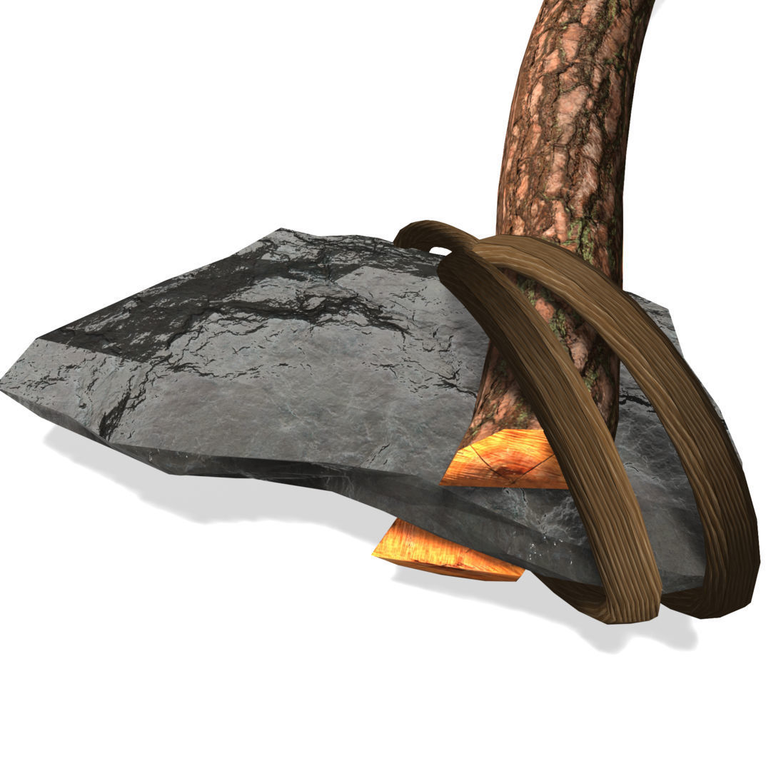 Low Poly Primal Prehistoric Old Stone Axe for Survival Games Low-poly 3D model_24