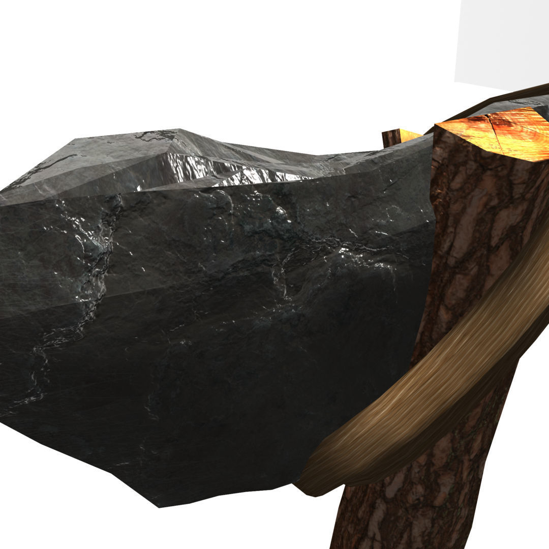 Low Poly Primal Prehistoric Old Stone Axe for Survival Games Low-poly 3D model_17