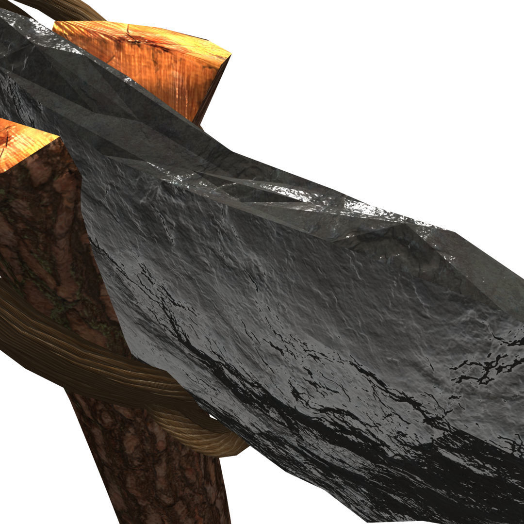 Low Poly Primal Prehistoric Old Stone Axe for Survival Games Low-poly 3D model_18