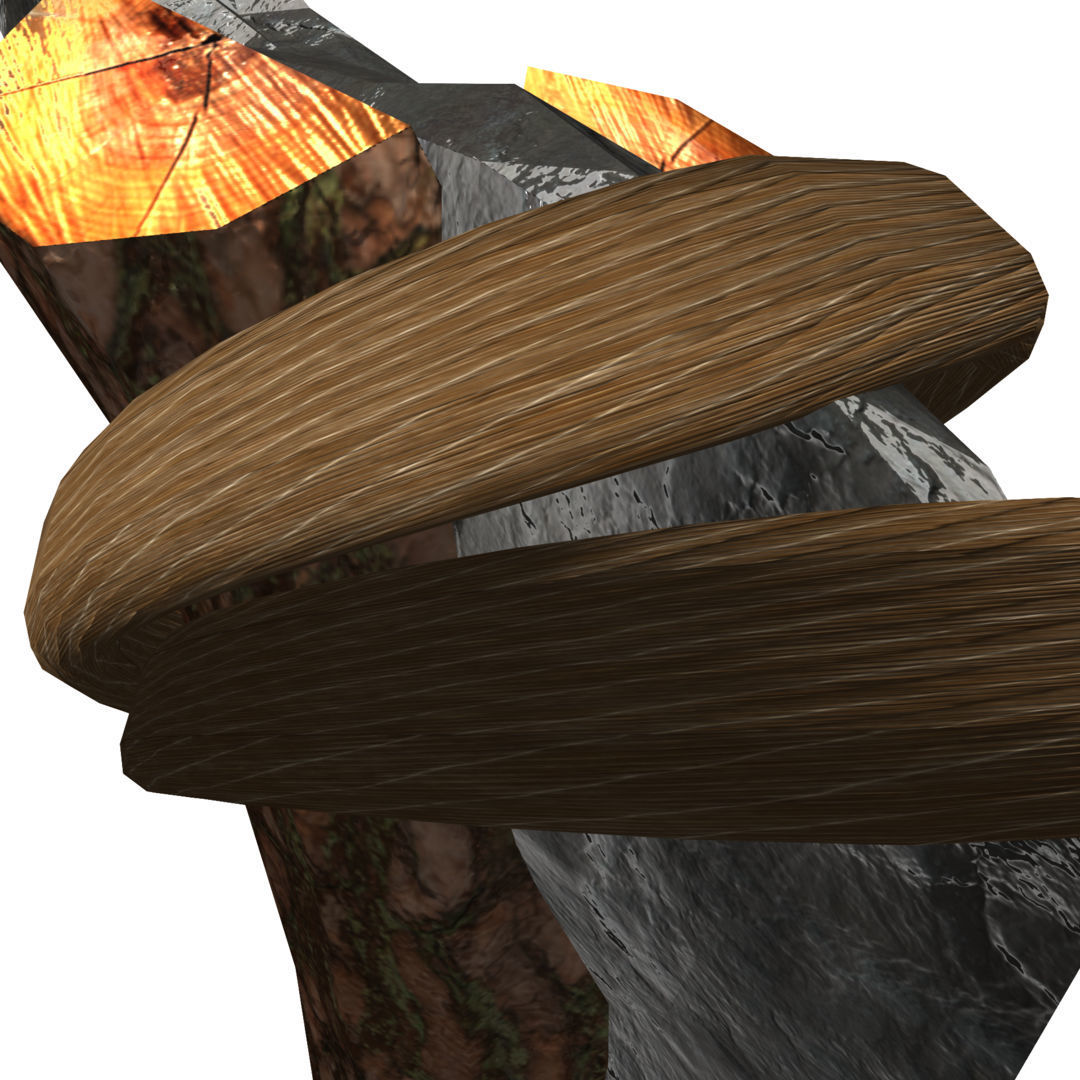 Low Poly Primal Prehistoric Old Stone Axe for Survival Games Low-poly 3D model_20