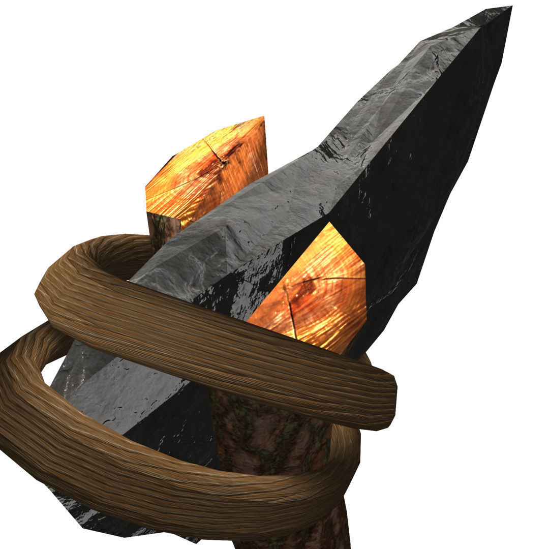 Low Poly Primal Prehistoric Old Stone Axe for Survival Games Low-poly 3D model_21