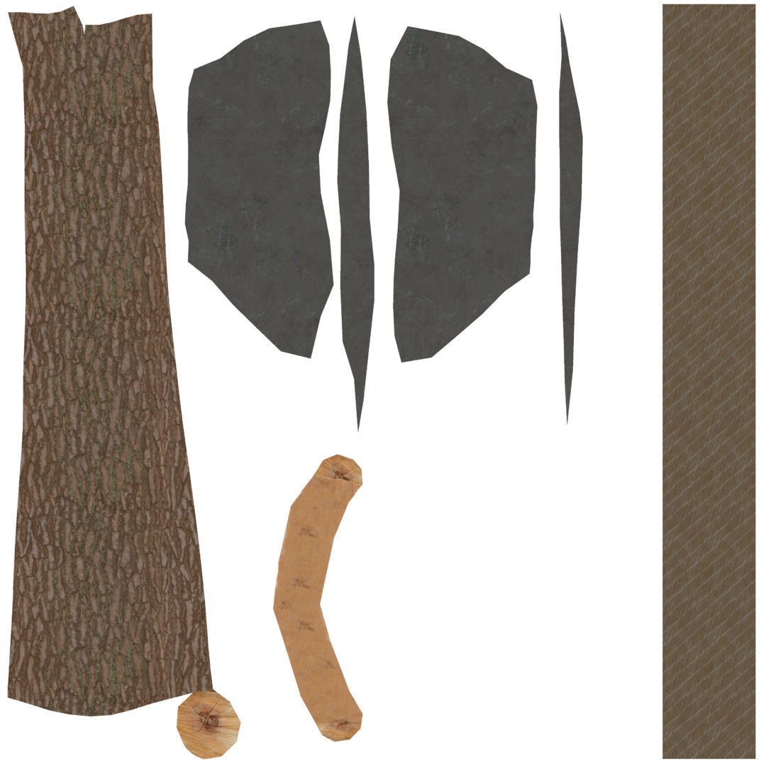 Low Poly Primal Prehistoric Old Stone Axe for Survival Games Low-poly 3D model_35