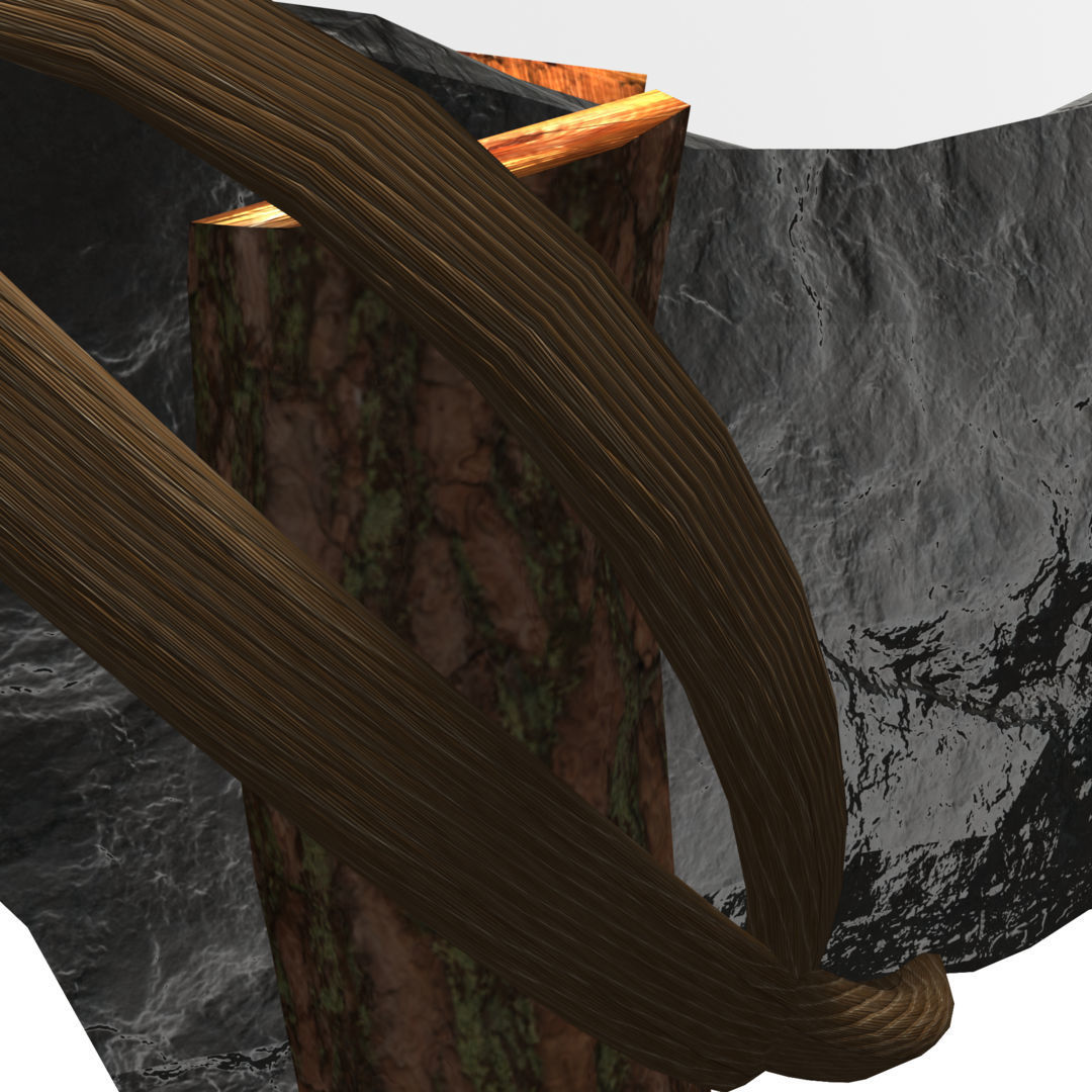 Low Poly Primal Prehistoric Old Stone Axe for Survival Games Low-poly 3D model_12