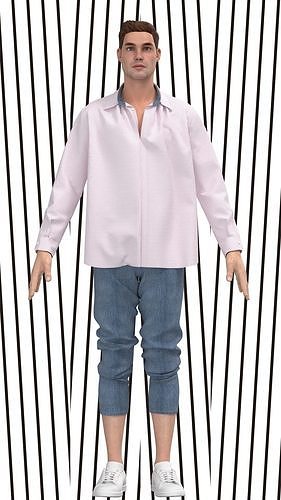 Mens Shirt and denim pant Low-poly 3D model