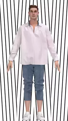 Mens Shirt and denim pant Low-poly 3D model
