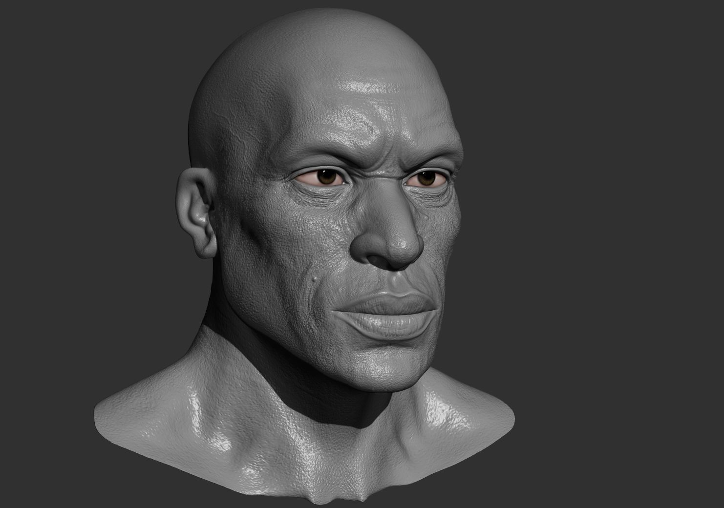 Afro head with skin details Free 3D print model_1