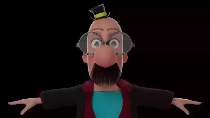 Cartoon Old Man Low-poly 3D model
