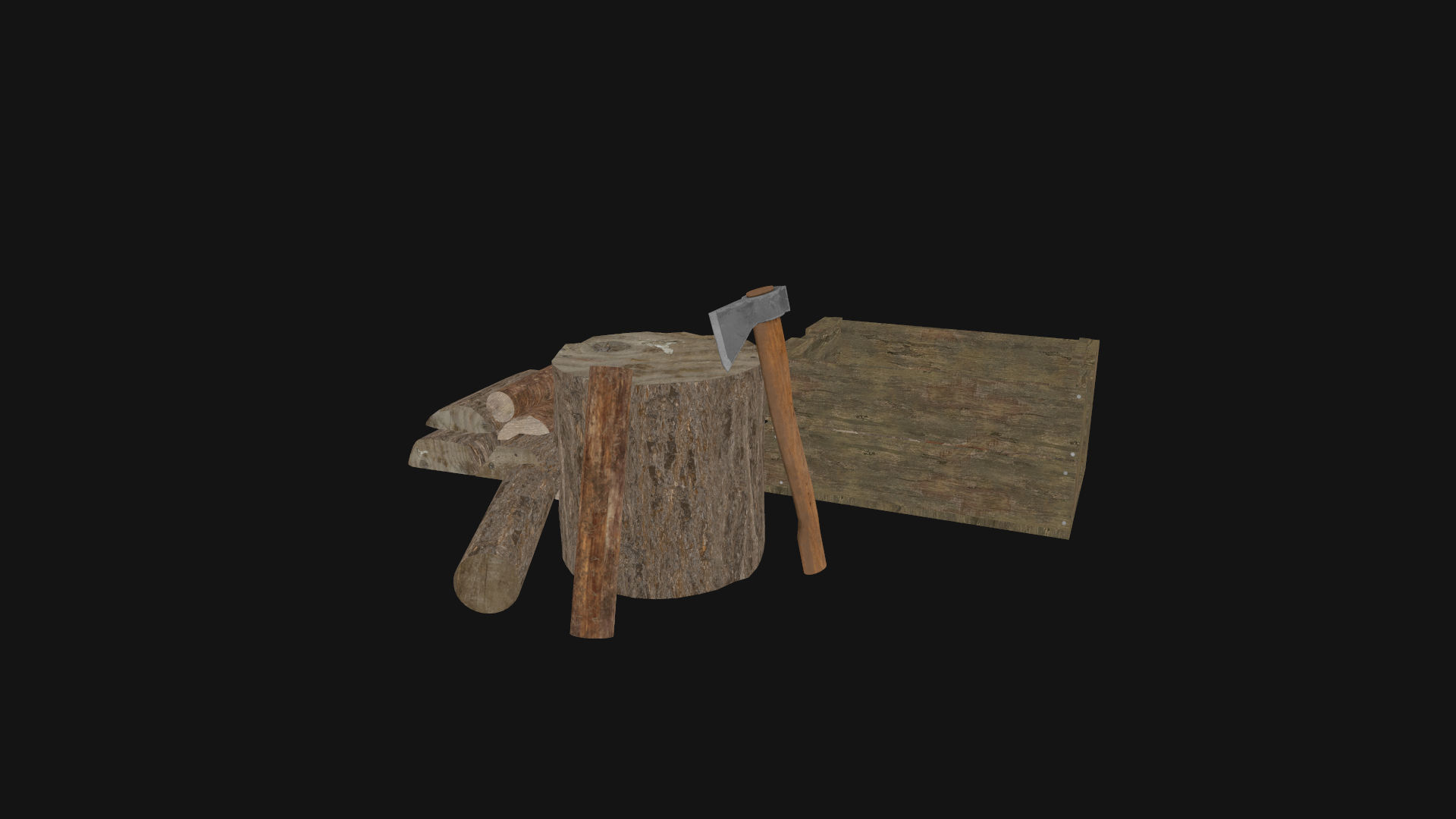 The Old Woodcutter s set Game Ready Low-poly 3D model_10