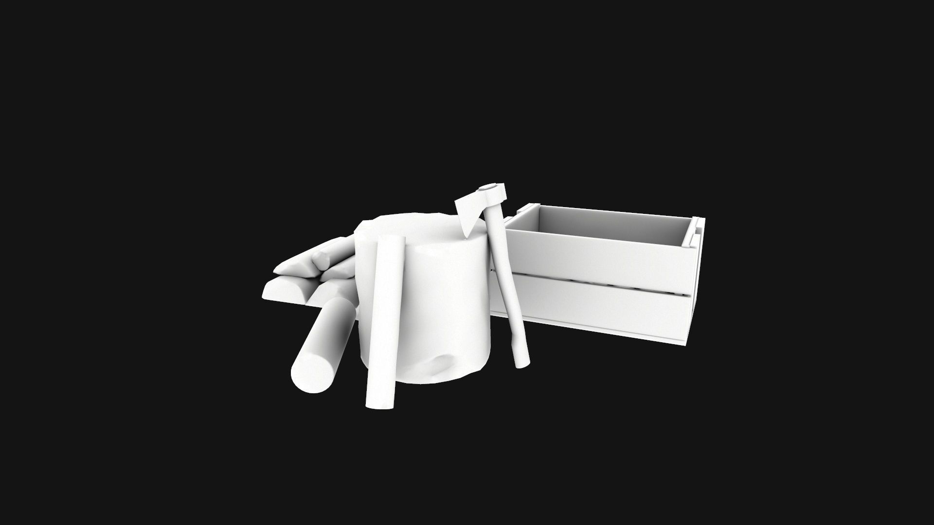 The Old Woodcutter s set Game Ready Low-poly 3D model_9