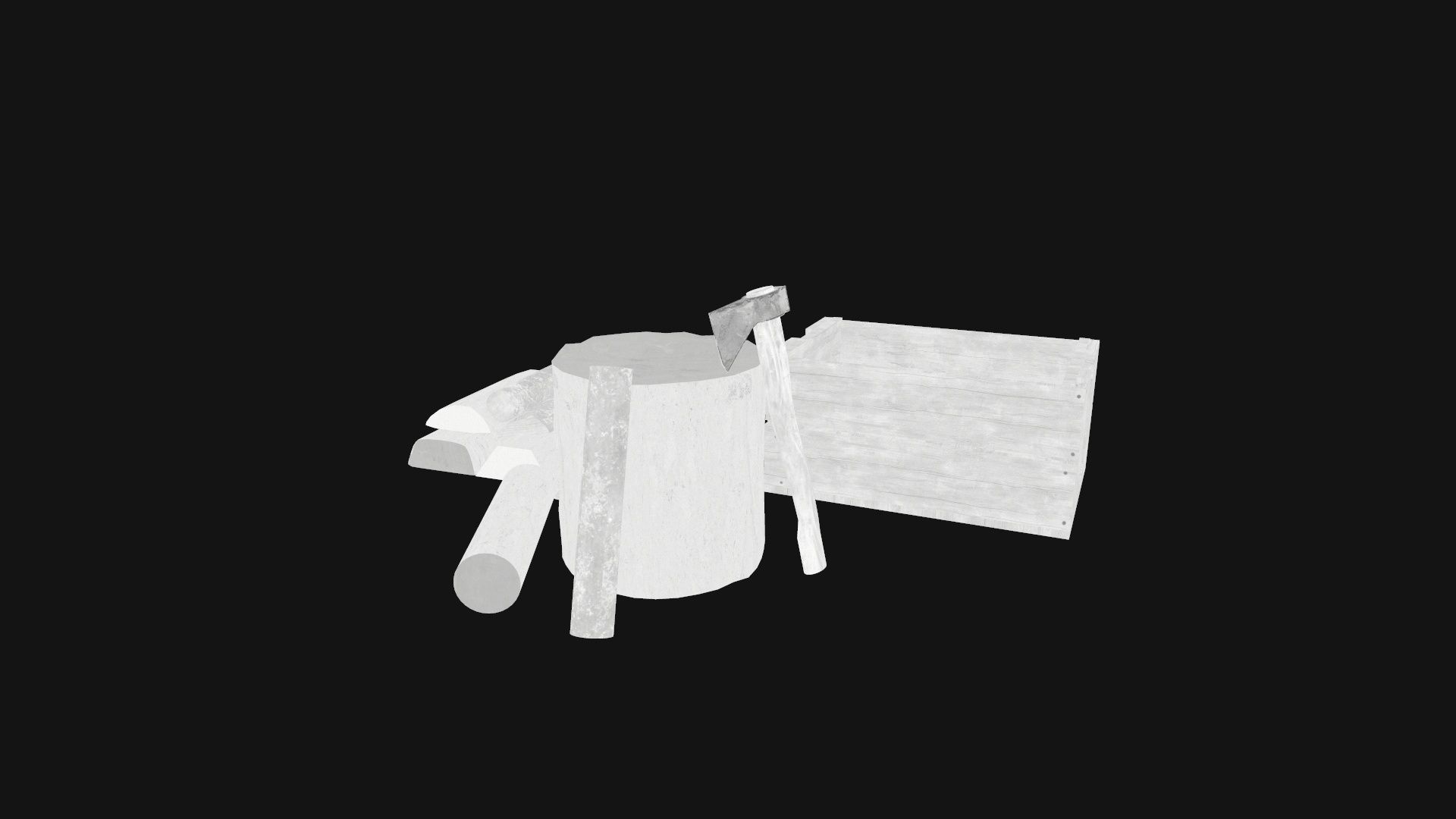 The Old Woodcutter s set Game Ready Low-poly 3D model_7