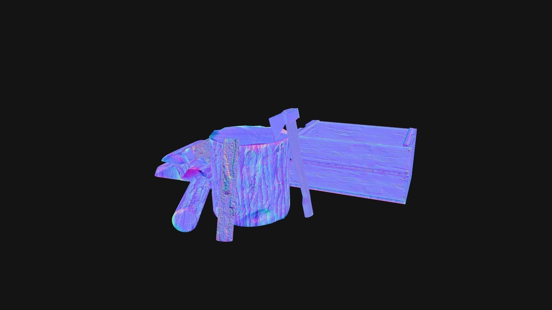 The Old Woodcutter s set Game Ready Low-poly 3D model_8