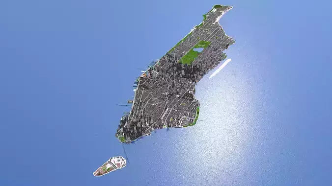 Manhattan Suburb New York City NY September 2021 Low-poly 3D model