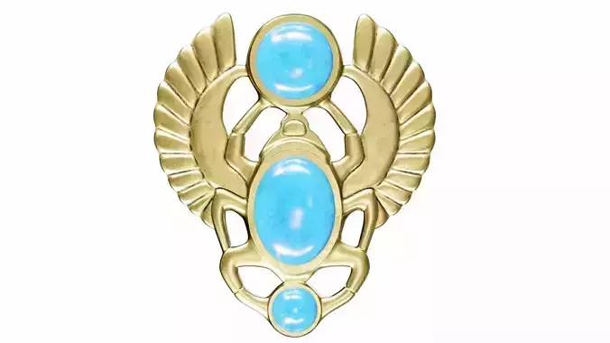 Scarab egyptian brooch 3D model