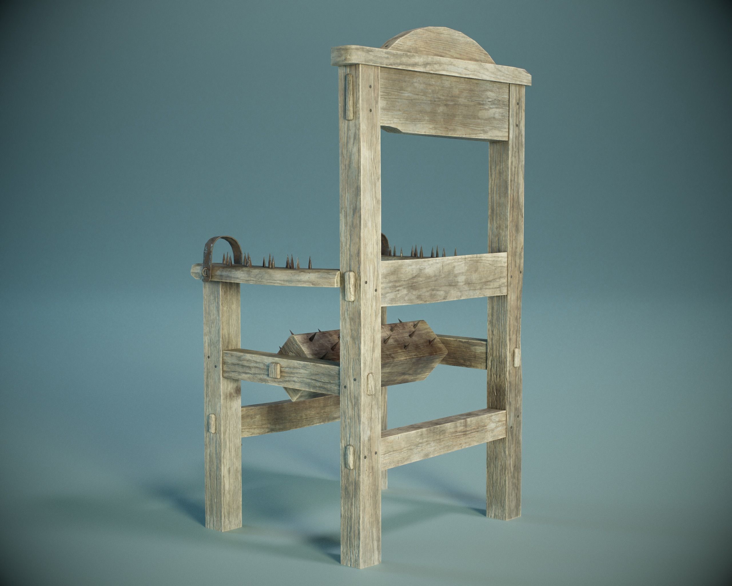 Medieval Torture Chair PBR Low-poly 3D model_1