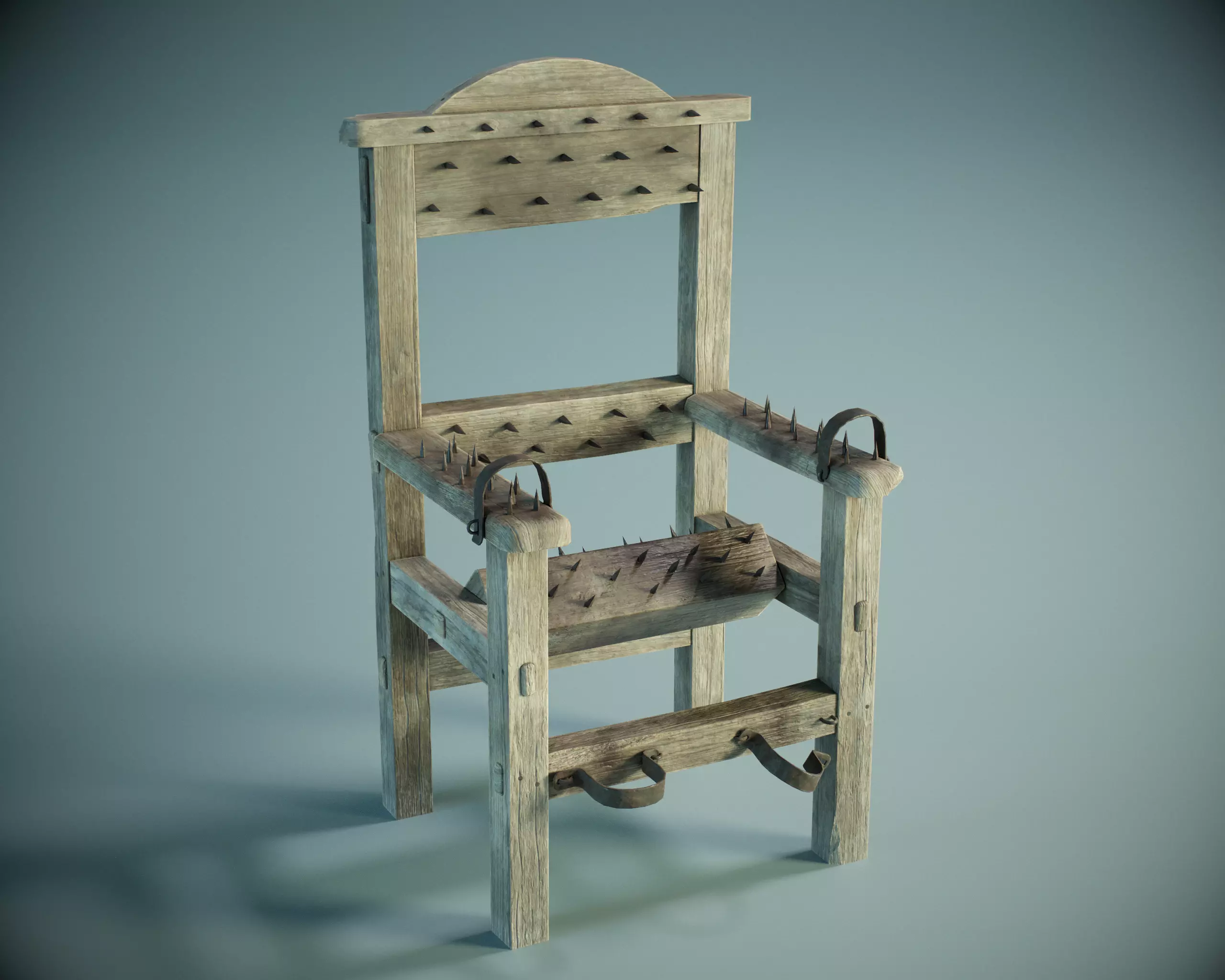 Medieval Torture Chair PBR Low-poly 3D model_0