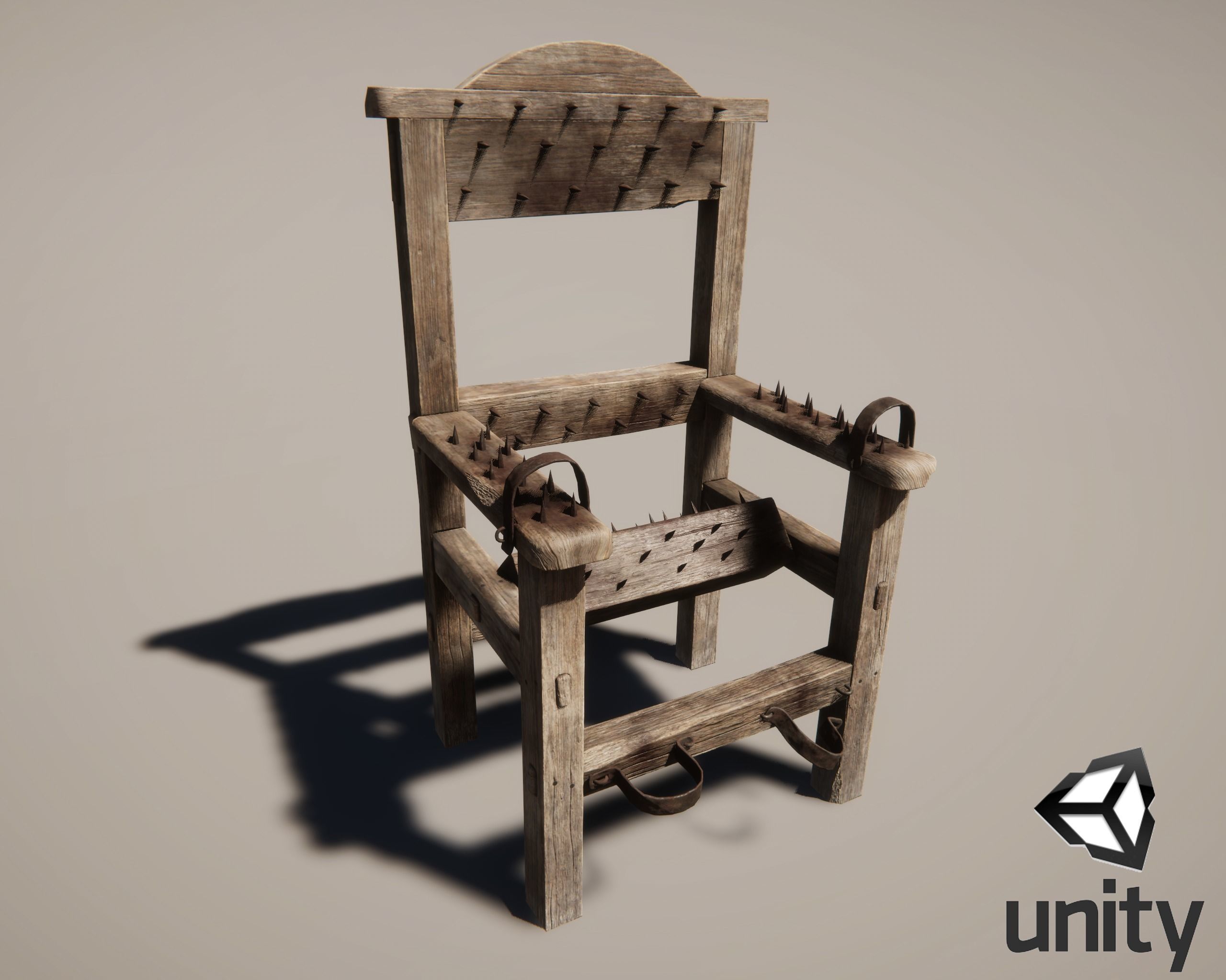 Medieval Torture Chair PBR Low-poly 3D model_7