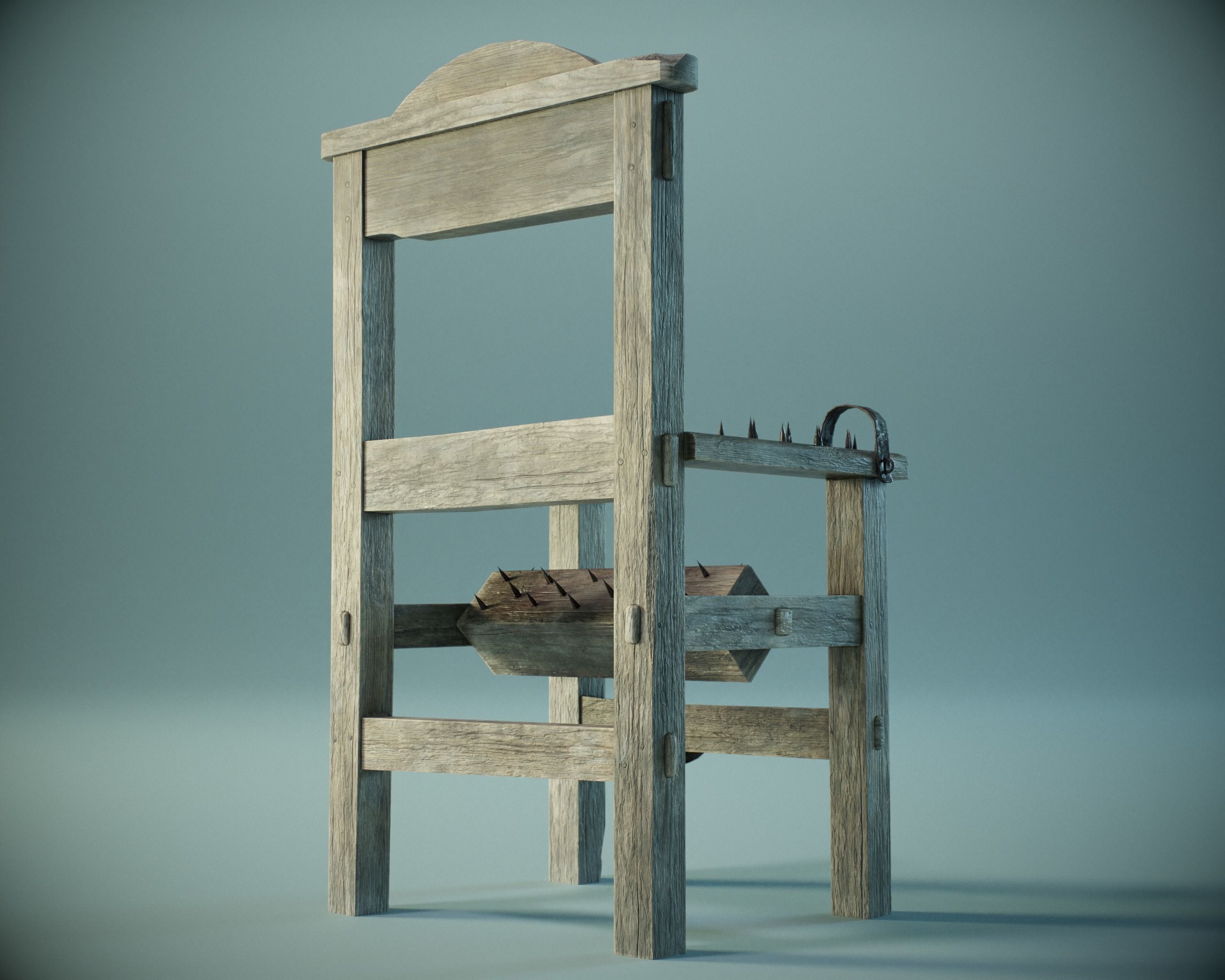 Medieval Torture Chair PBR Low-poly 3D model_4