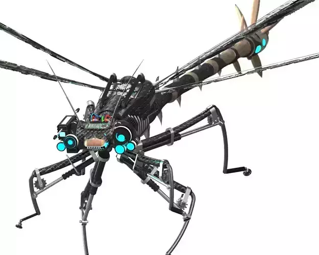 Dragonfly model with long legs 3D model