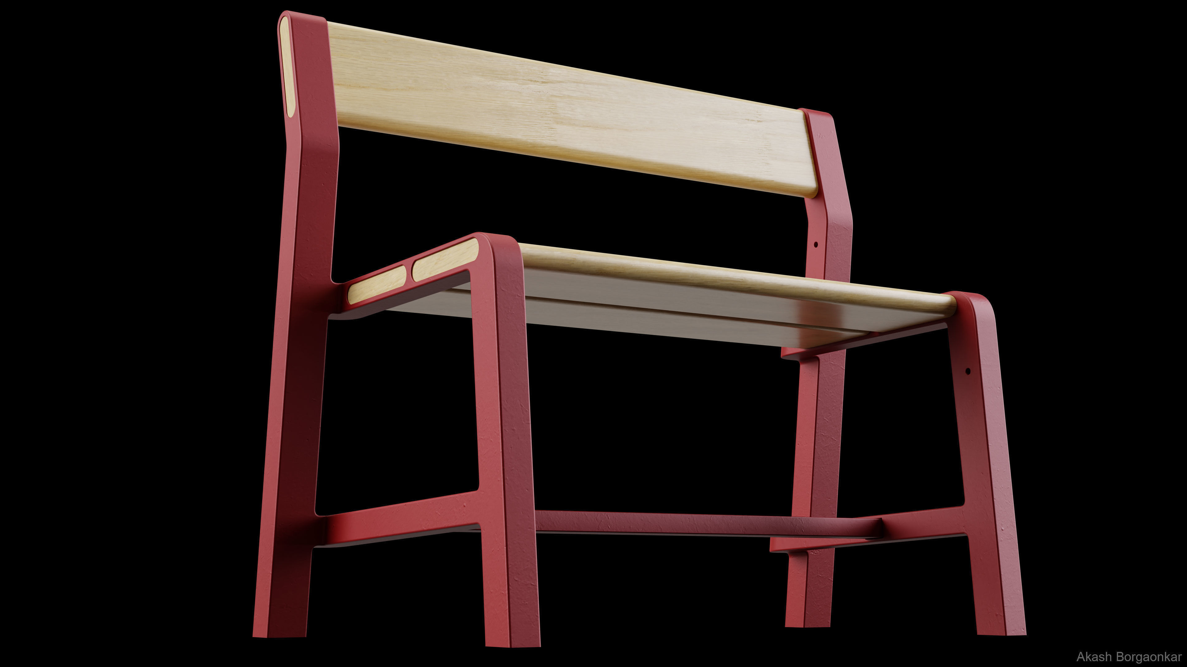 CHILDREN BENCH Low-poly 3D model_4