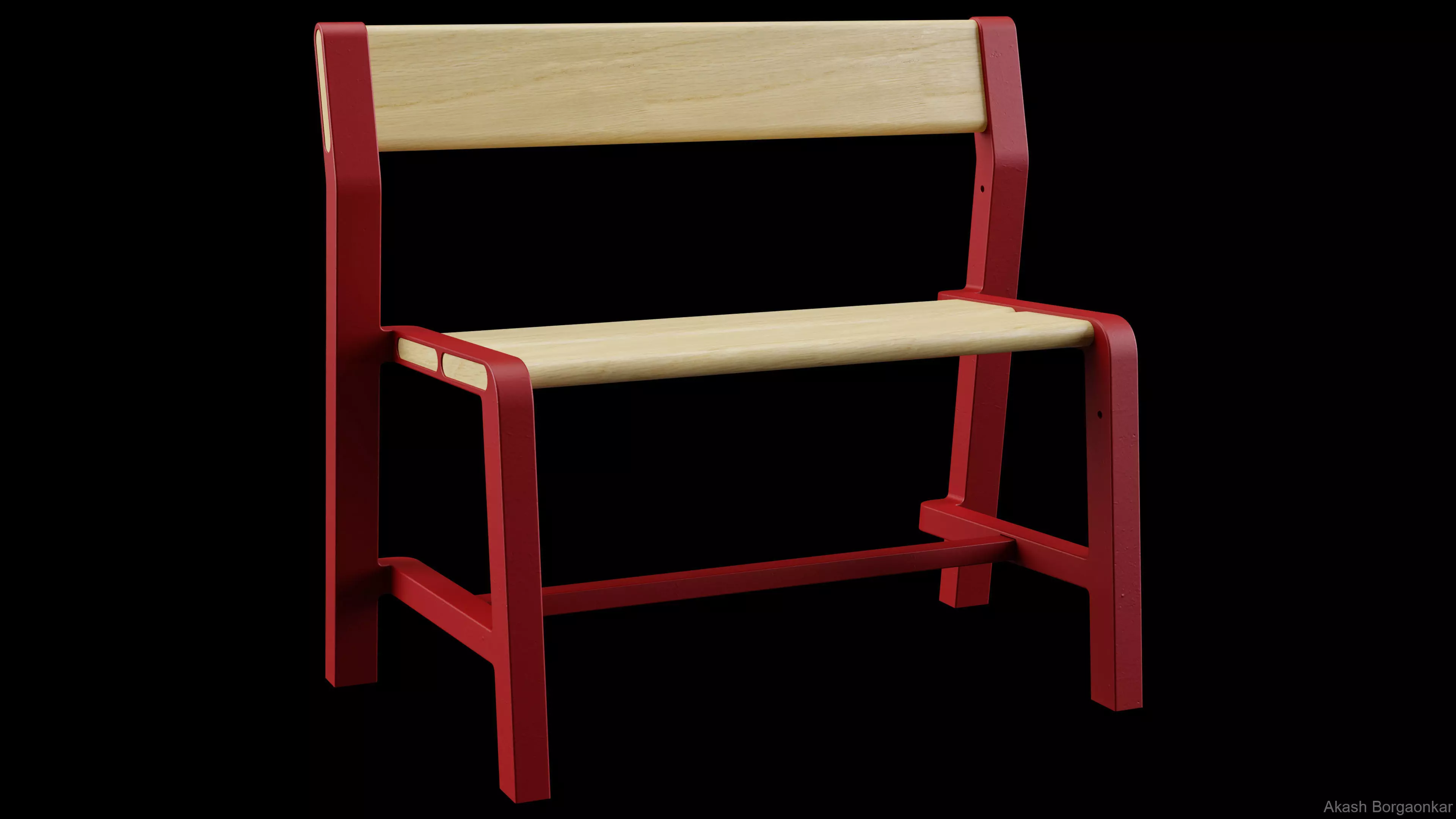 CHILDREN BENCH Low-poly 3D model_0