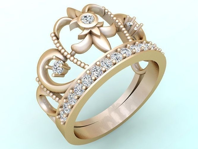 Crown Rings - Queen ring -  Diamond ring - Womens Rings - N2394 3D print model