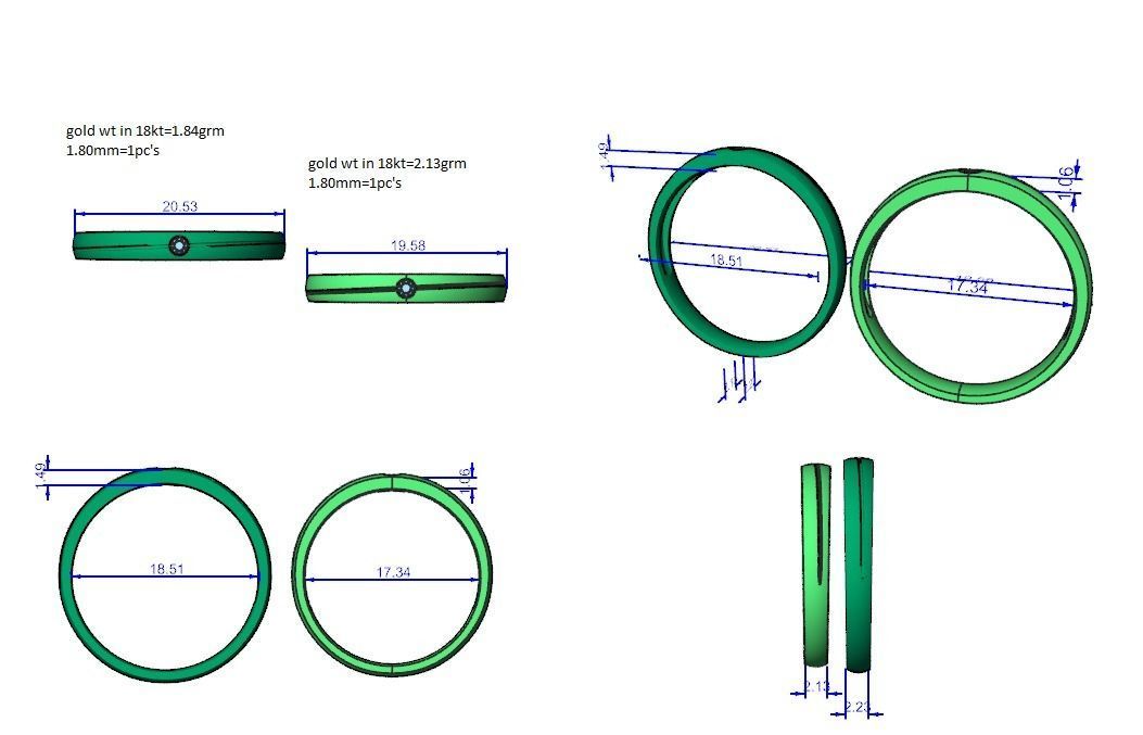 Solitaire Couple Band Ring 3dm stl render detail 3D print model_3