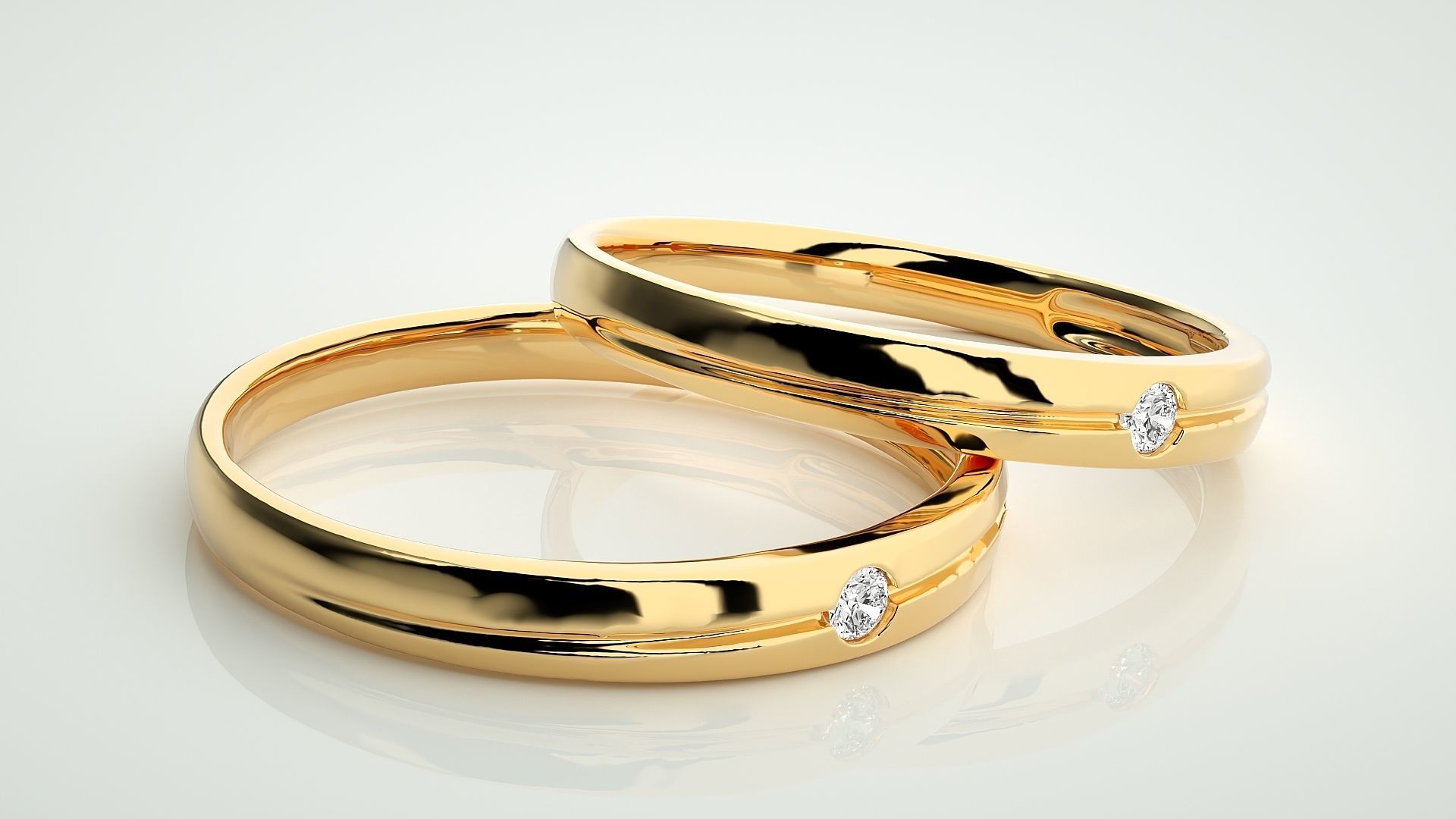 Solitaire Couple Band Ring 3dm stl render detail 3D print model_10