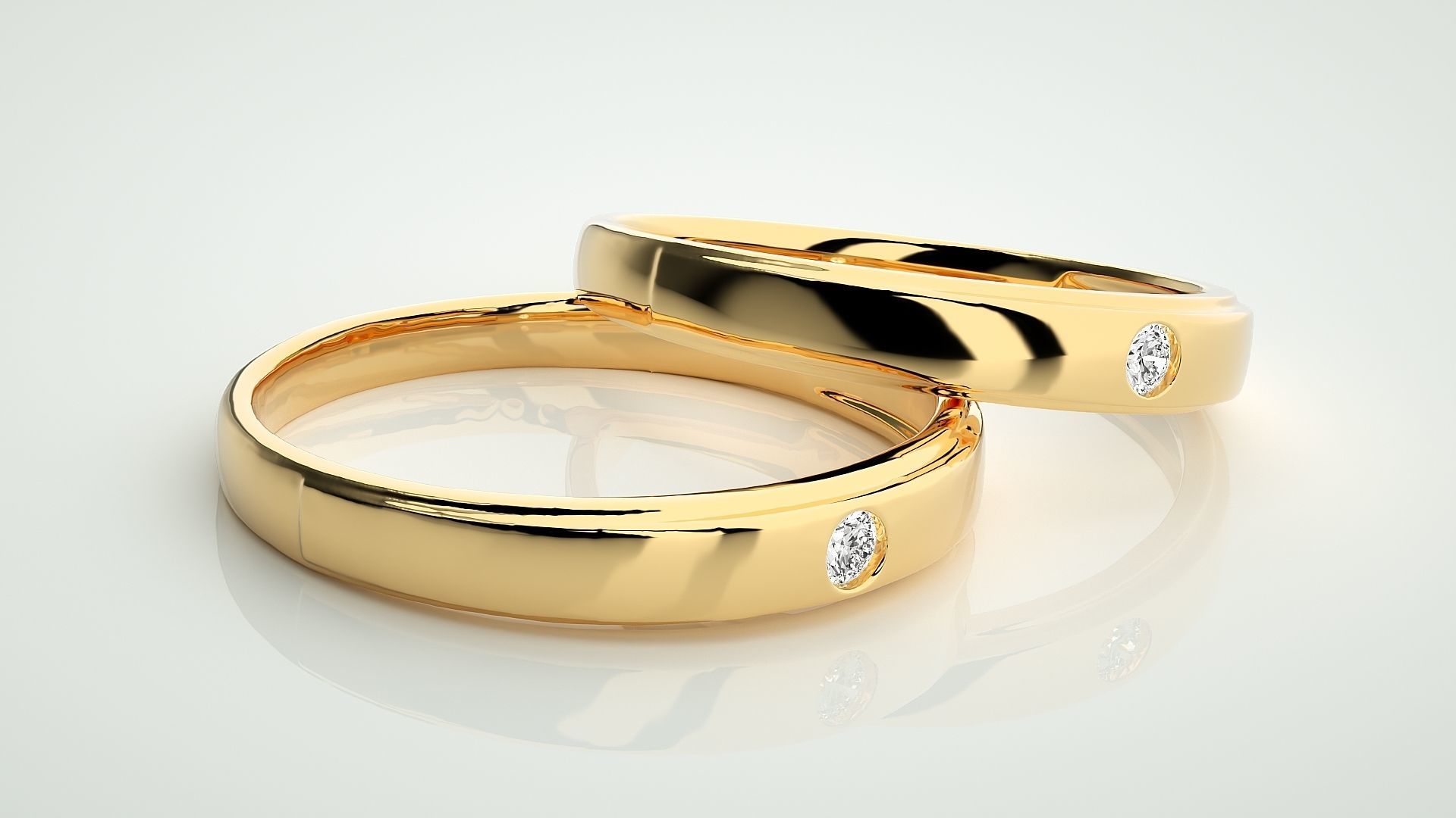 Solitaire Couple Band Ring 3dm stl render detail 3D print model_10