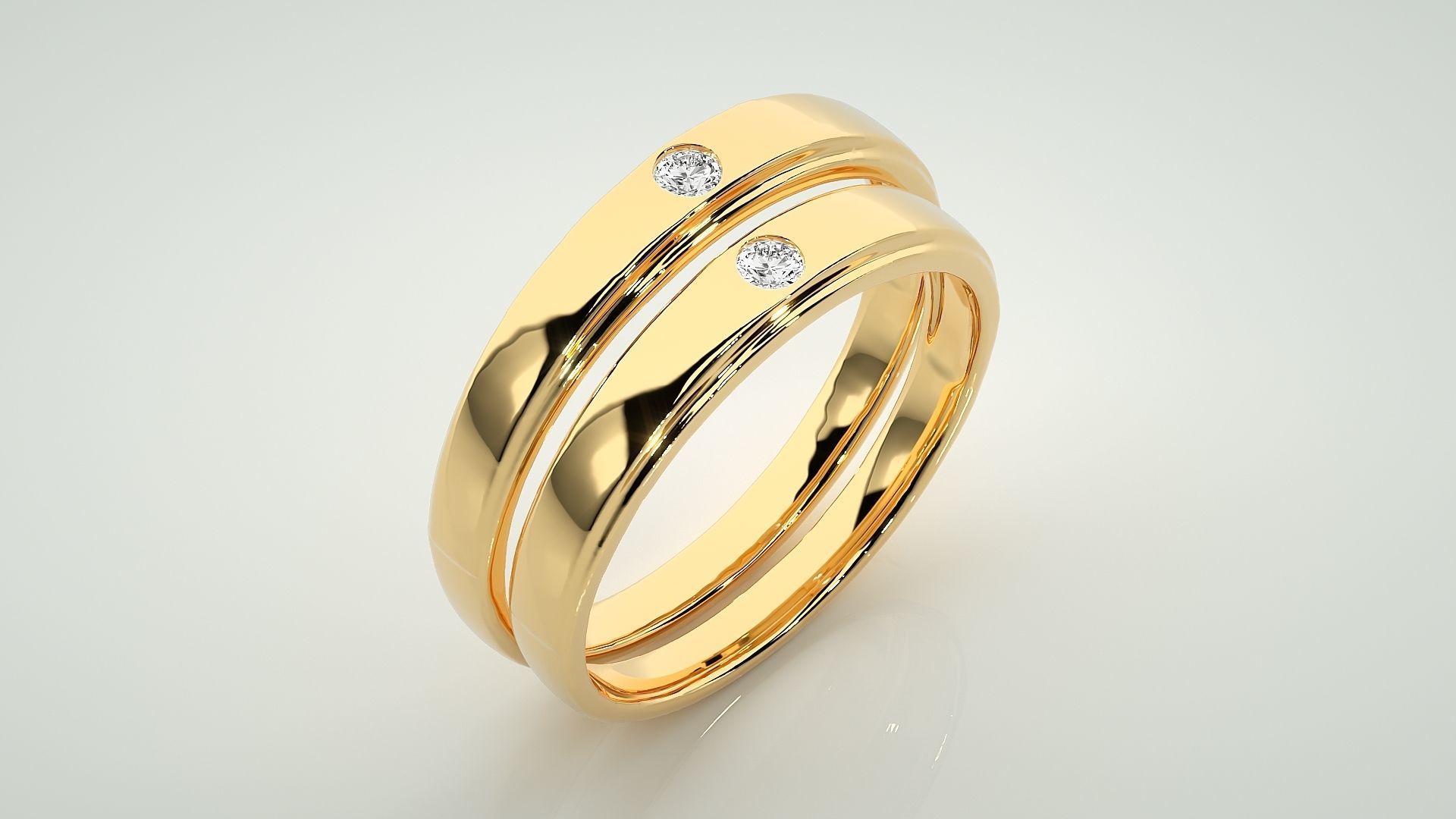 Solitaire Couple Band Ring 3dm stl render detail 3D print model_12