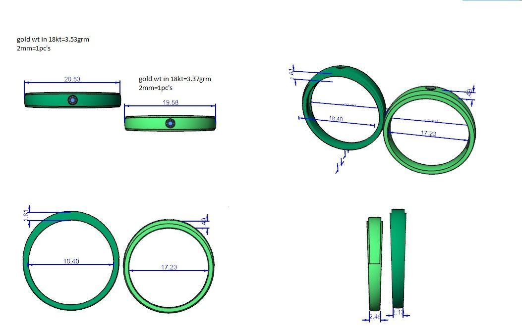 Solitaire Couple Band Ring 3dm stl render detail 3D print model_3
