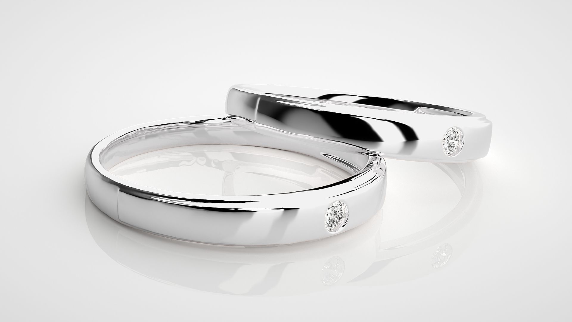 Solitaire Couple Band Ring 3dm stl render detail 3D print model_6