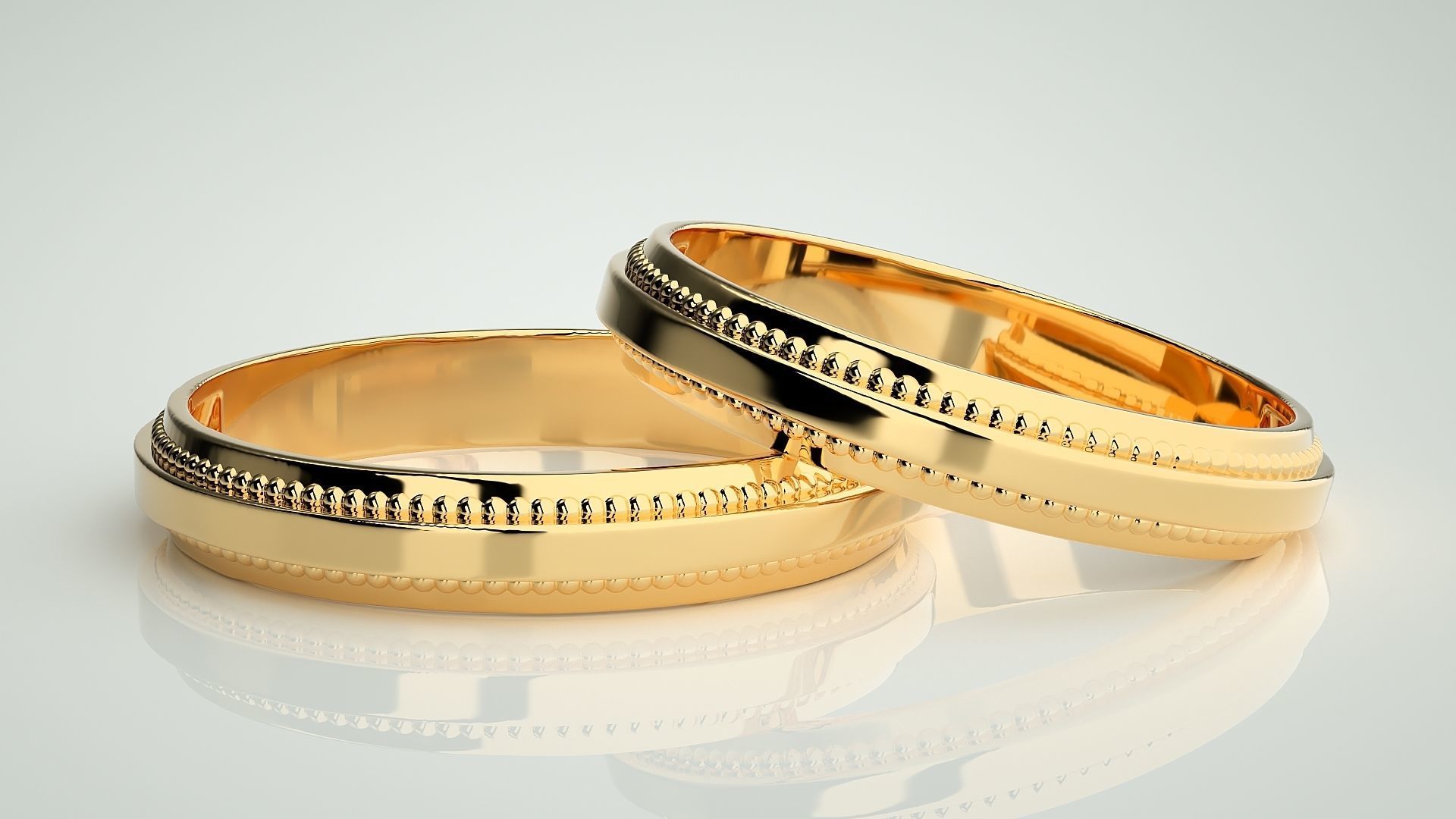 Plain Gold Couple Band Ring 3dm stl render detail 3D print model_9