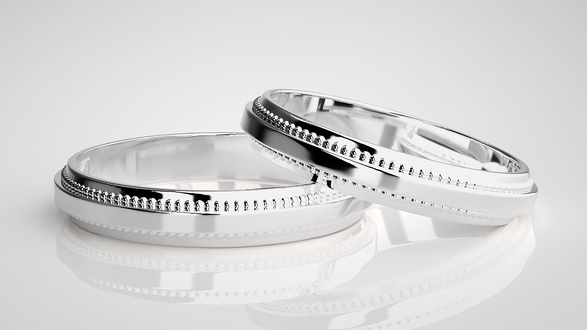 Plain Gold Couple Band Ring 3dm stl render detail 3D print model_5