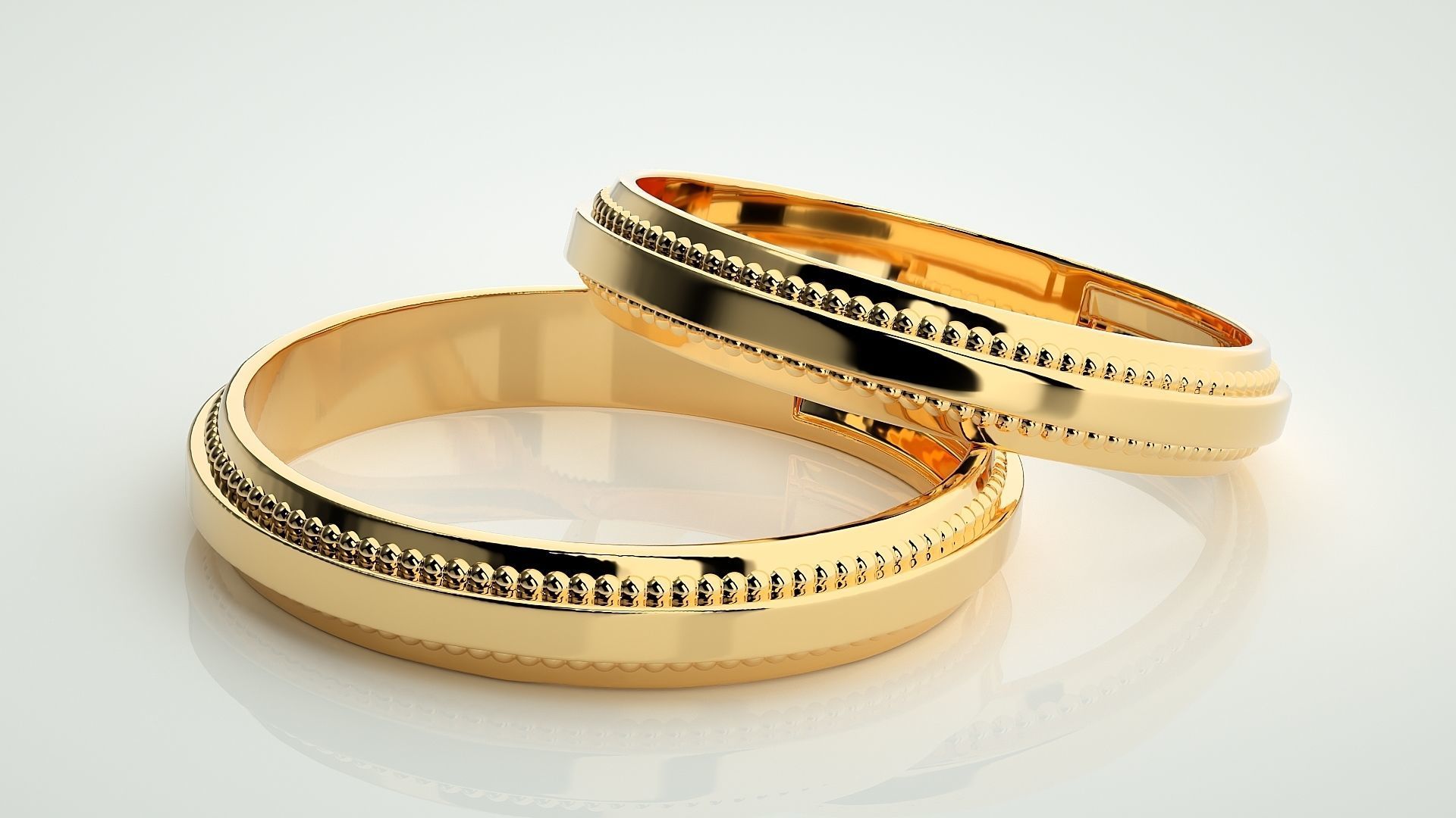 Plain Gold Couple Band Ring 3dm stl render detail 3D print model_10