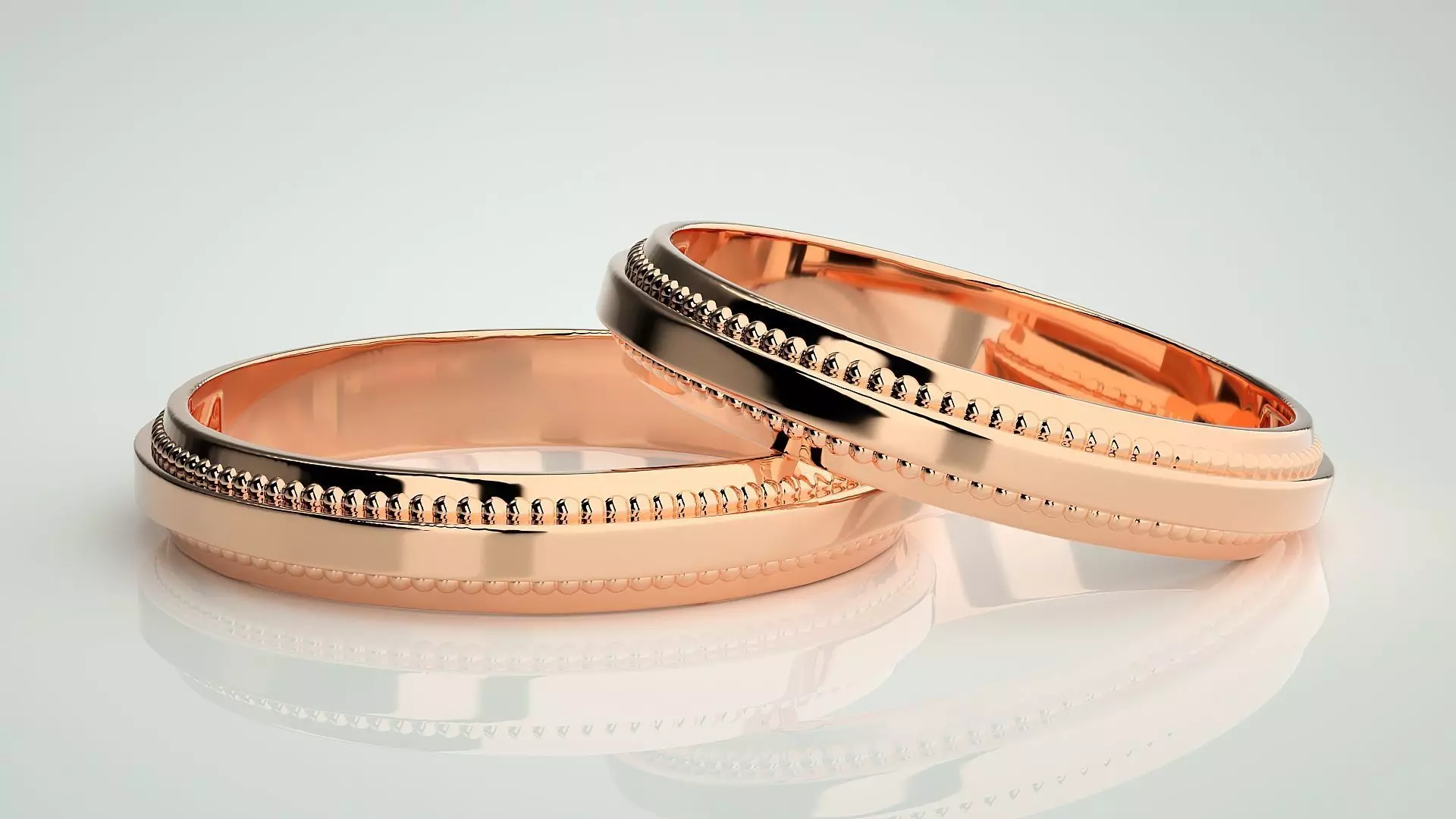 Plain Gold Couple Band Ring 3dm stl render detail 3D print model_0