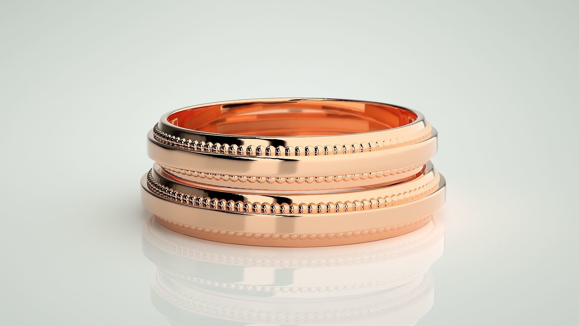 Plain Gold Couple Band Ring 3dm stl render detail 3D print model_2