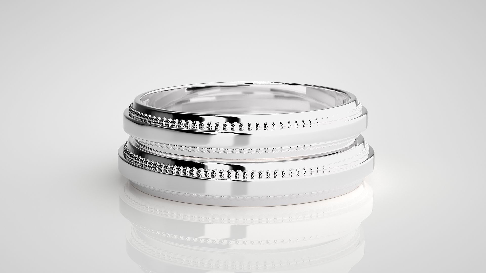 Plain Gold Couple Band Ring 3dm stl render detail 3D print model_7