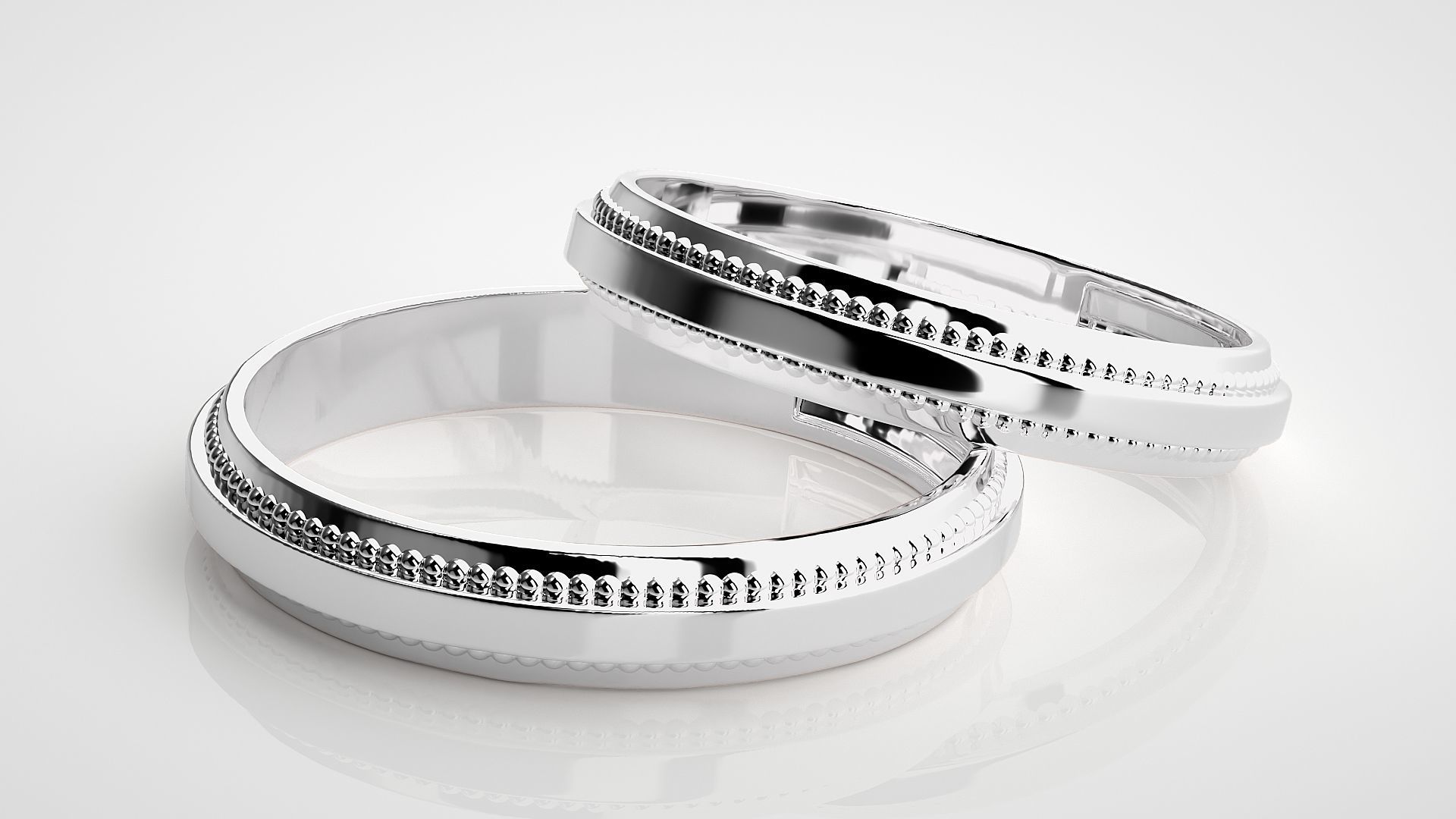 Plain Gold Couple Band Ring 3dm stl render detail 3D print model_6