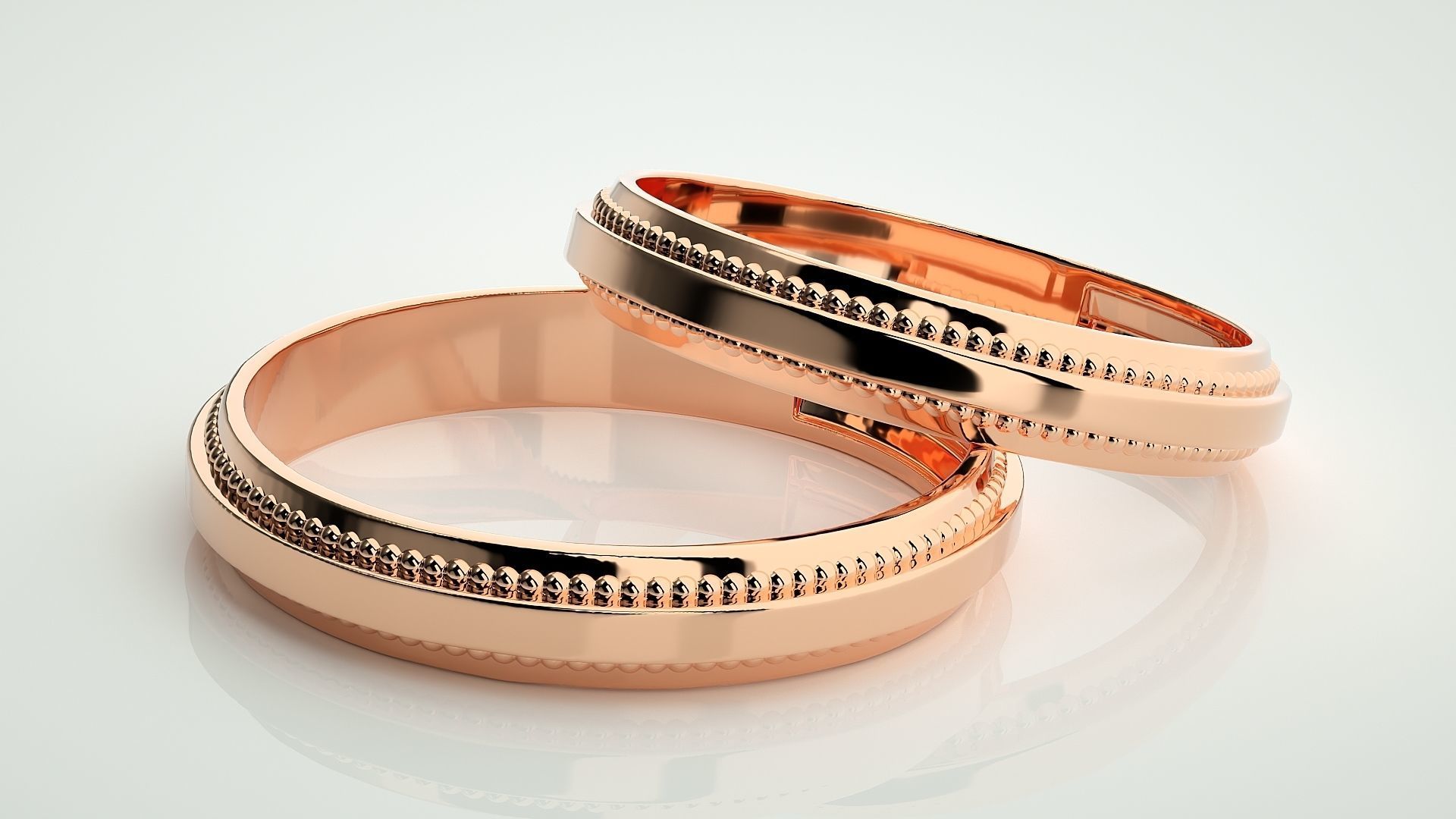 Plain Gold Couple Band Ring 3dm stl render detail 3D print model_1