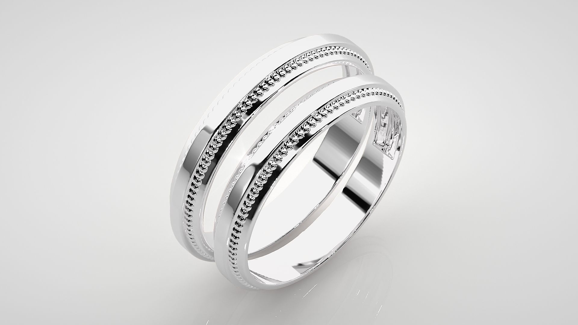 Plain Gold Couple Band Ring 3dm stl render detail 3D print model_8