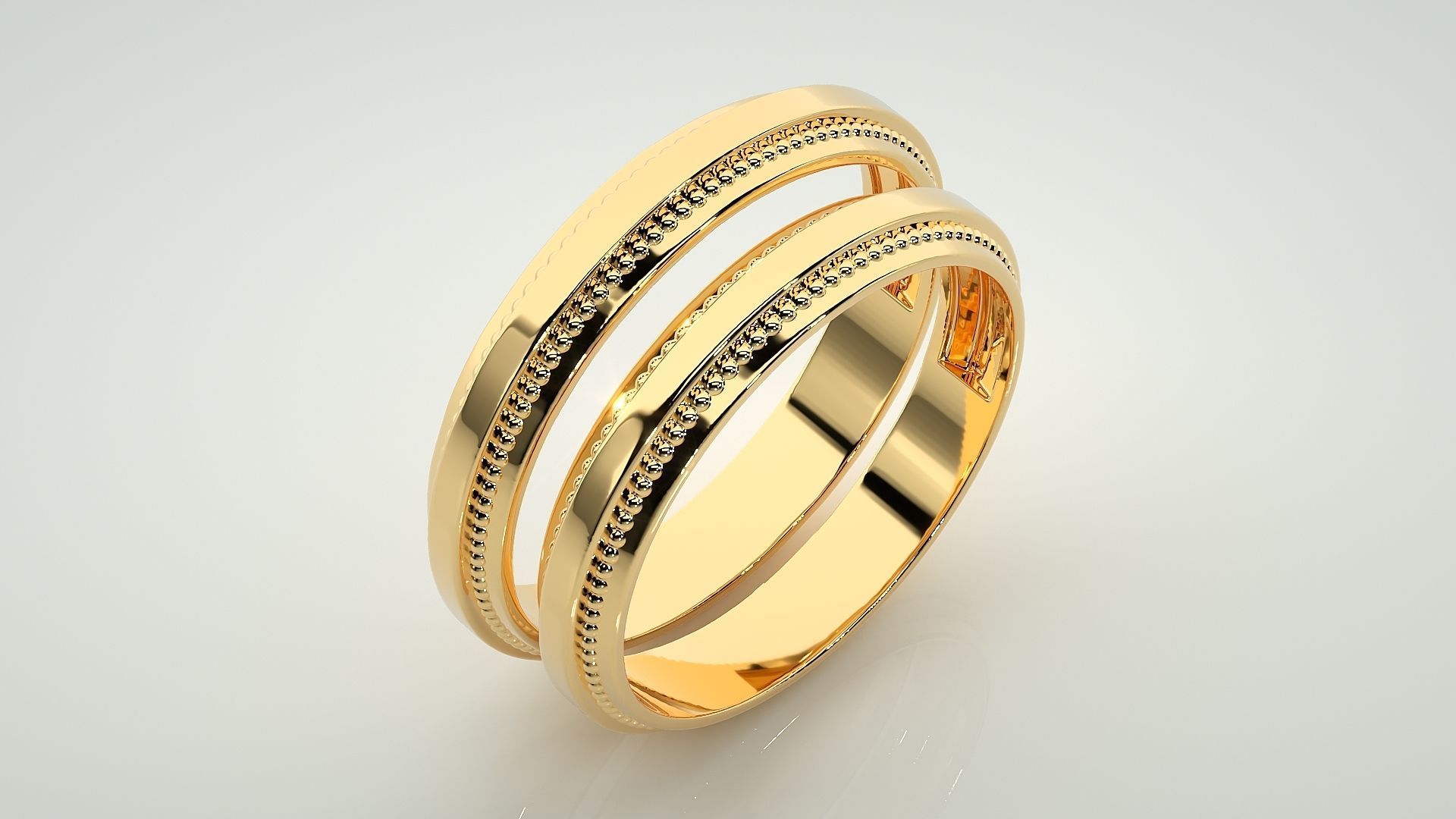 Plain Gold Couple Band Ring 3dm stl render detail 3D print model_12